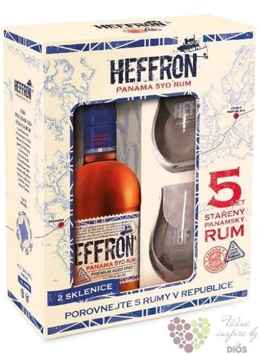 Heffron glass set aged 5 years Panamas rum 38% vol.  0.50 l