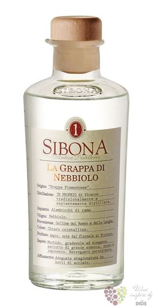 Grappa single grape di Nebbiolo linea Graduata Sibona Antica 40% vol.  0.50 l