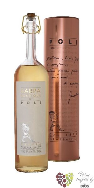 Grappa  Sarpa di Poli barrique  original aged Italian brandy by Jacopo Poli 40% vol.   0.70 l