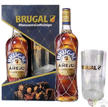 Brugal aejo  Superior  glass set aged Dominican rum 38%vol.  0.70 l