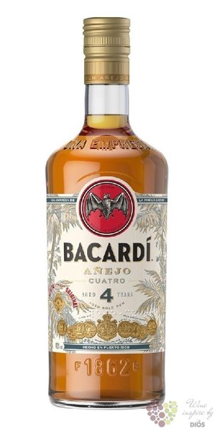 Bacardi aejo  Cuatro  aged 4 years Puerto Rican rum 40% vol.  0.70 l