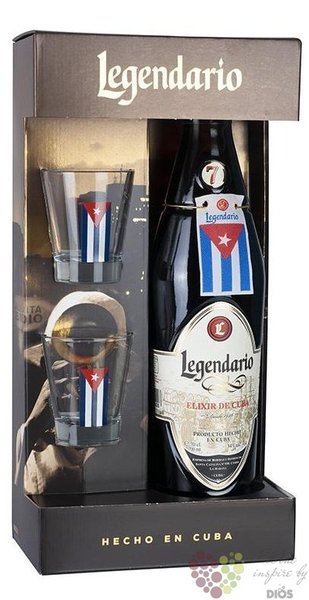 Legendario  Elixir de Cuba  glass set aged 7 years Cuban rum punch 34% vol.  0.70 l