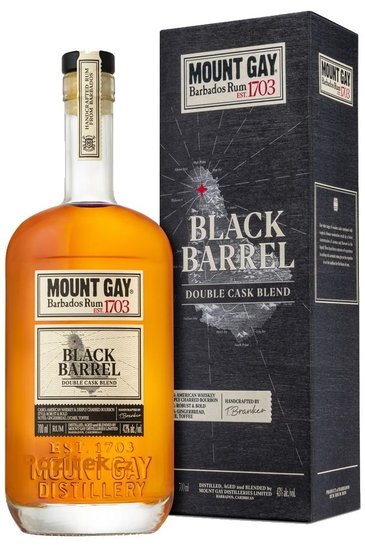 Mount Gay  Black barrel  aged rum of Barbados 43% vol.   1.00 l