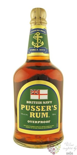 Pussers British navy  Green  overproof rum of Virginia Islands 75,5% vol.  0.70 l