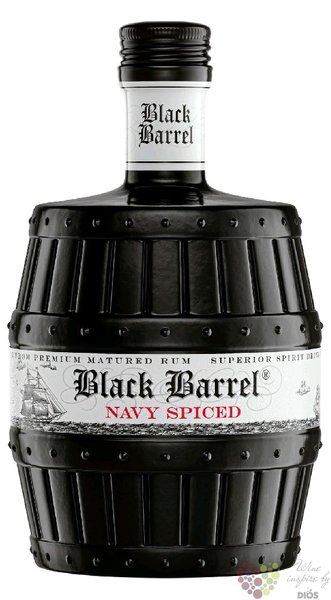 A.H. Riise Danish navy Spiced  Black barrel  flavored Virginia islands rum 40% vol.  0.70 l