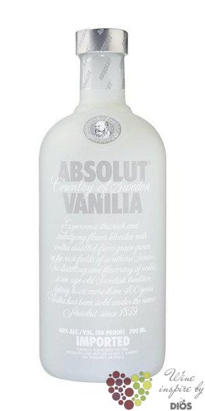 Absolut flavor  Vanilia  country of Sweden Superb vodka 38% vol.  1.00 l