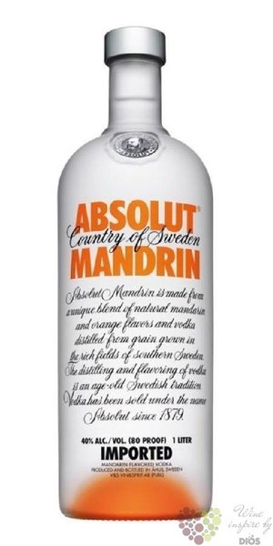 Absolut flavor  Mandrin  country of Sweden superb vodka 40% vol.  0.70 l