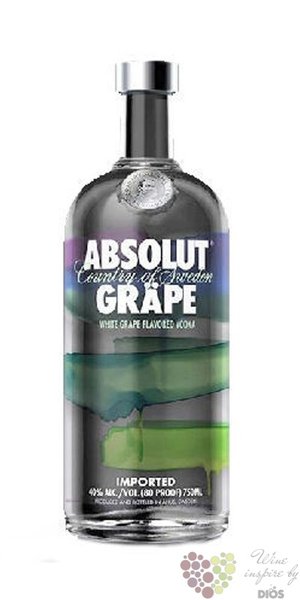 Absolut flavor  Grape  country of Sweden Superb vodka 40% vol.  1.00 l