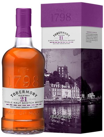 Tobermory aged 21years single malt Mull whisky  46.3% vol.  0.70 l