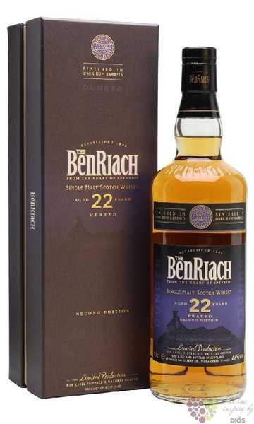 BenRiach  Dunder rum cask  aged 22 years Speyside whisky 46% vol.  0.70 l