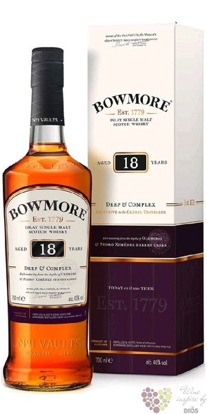 Bowmore 18 years old single malt Islay whisky 43% vol.   0.70 l