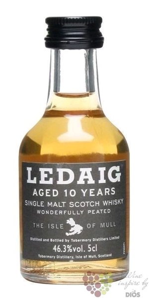 Ledaig 10 years old single malt Scotch Island Mull whisky 46.3% vol.  0.05 l