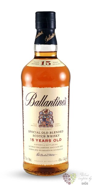 Ballantines 15 years old premium blended Scotch whisky 40% vol.  0.70 l