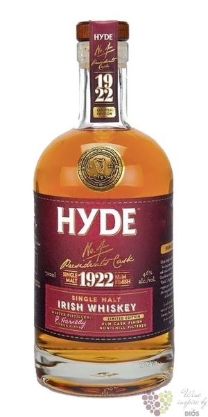 Hyde  no.4 Presidents rum cask 1922  single malt Irish whiskey 46% vol.  0.70 l