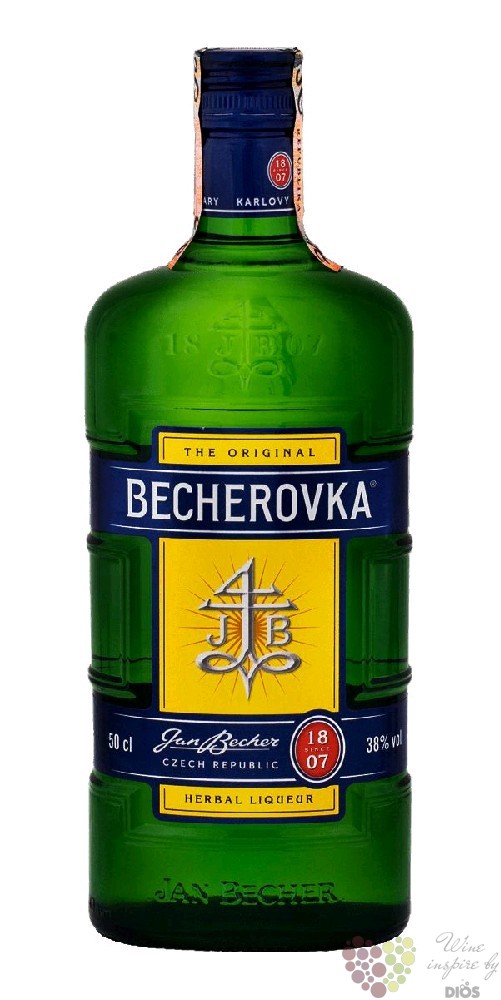 Jan 38% ” Becherovka - 1807 vol. since l Becher Original „ Dios české tradiční | Vinotéka,víno Pálenky 0.50 Carlsbad