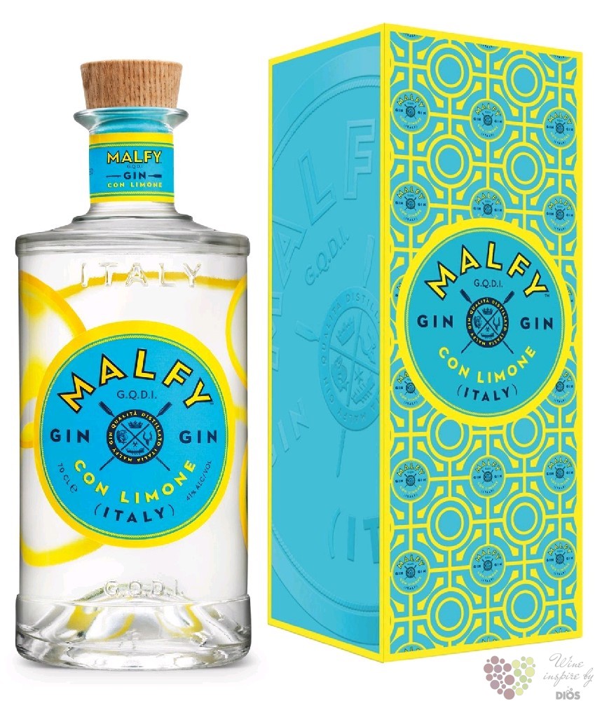 Malfy „ con Limone Vinotéka,víno | l ” Italian Itálie GQDI gift 0.70 vol. box Dios infussed gin 41% 