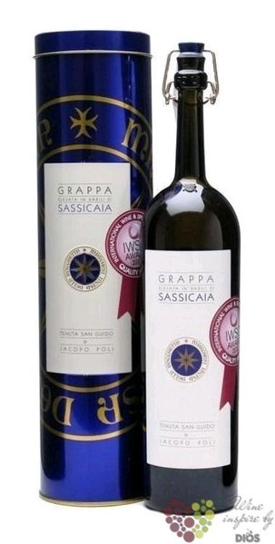 Grappa riserva „ Barili di Sassicaia ” Jacopo Poli &amp; tenuta San Guido 40% vol. 0.50 l