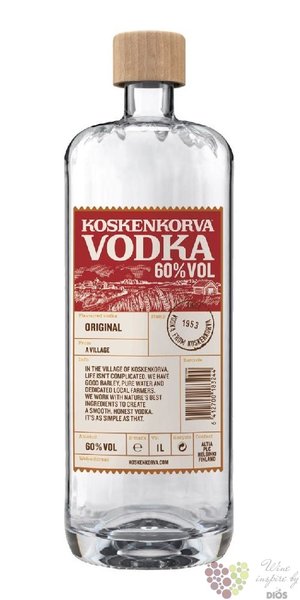 Koskenkorva  Original  strong premium plain vodka of Finland 60% vol.  1.00 l