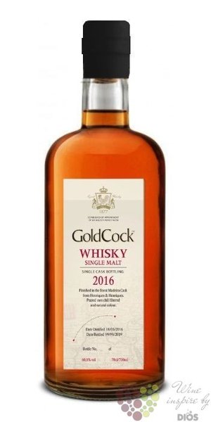 Gold Cock 2016  H&amp;H Madeira batch I.  peated single malt Moravian whisky 60.8% vol.  0.70 l