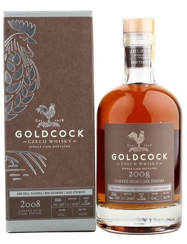 Gold Cock 2008  Coffee rum cask finish b.56  Moravian whisky 62.7% vol.  0.70 l