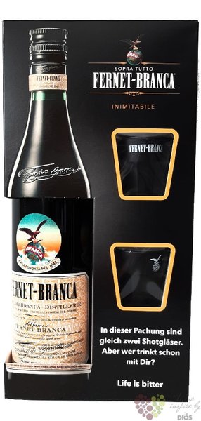 Branca  Fernet Original  glass set herbal liqueur by Fratelli Branca 39% vol.0.70 l