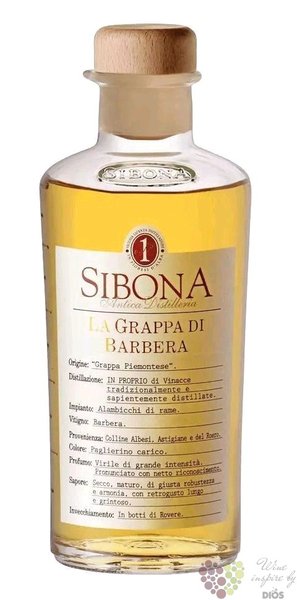 Grappa single grape di Barbera linea Graduata Sibona Antica 40% vol.  0.50 l