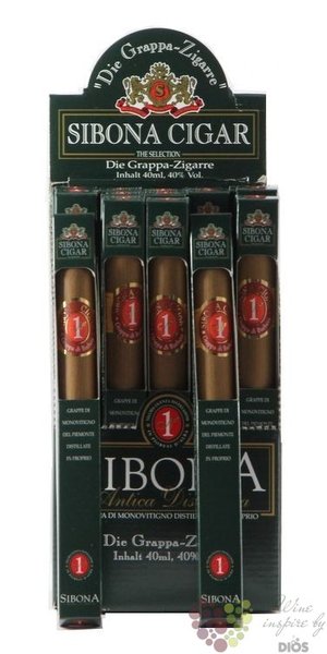 Grappa  Cigars Expositor Box  antica distilleria Sibona 44% vol. 20x 0.04 l
