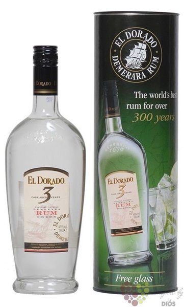 el Dorado aged 3 years glass set Guyana rum by Demerara 40% vol.  0.70 l