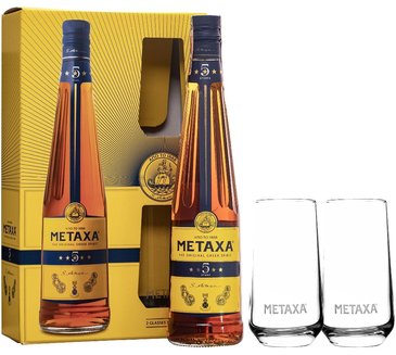 Metaxa 5 *  Classic stars  2glass pack Greek wine brandy 38% vol.    0.70 l