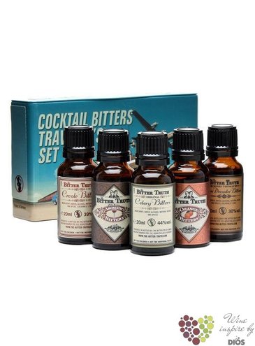 Coctail bitters   Travelers set  coctail flavoring by Bitter Truth 44% vol. 5 x 0.02 l
