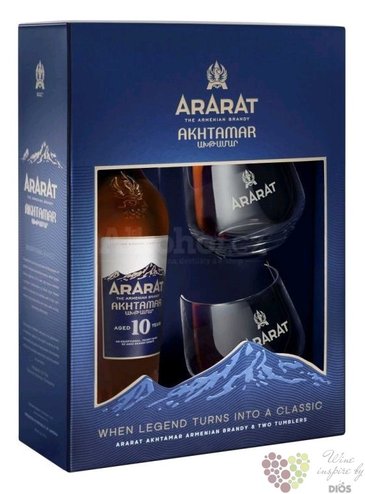 Ararat  Akhtamar  aged 10 years 2glass set Armenian brandy 40% vol. 0.70 l