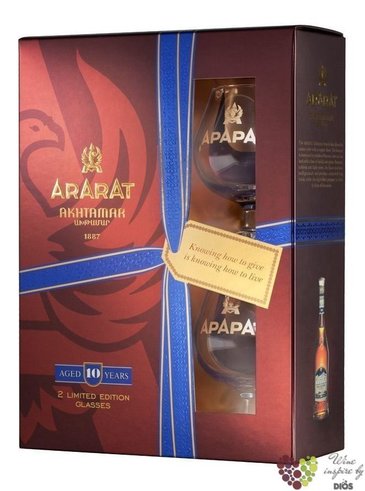 Ararat  Nairy  aged 20 years 2glass set Armenian brandy 40% vol.  0.70 l
