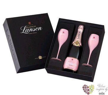 Lanson ros brut 2glass set Champagne Aoc  0.75 l