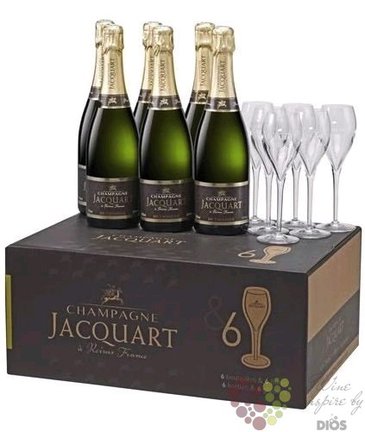 Jacquart blanc  Mosaique  brut glas set Champagne Aoc   6x0.75 l
