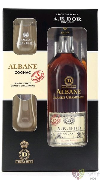 A.E. Dor  Famille Reserve Albane  glass set Cognac Grande Champagne 40% vol.  0.70 l