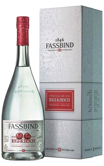 Fassbind Eau de Vie  Rigi Kirsch  gift box Swiss fruits brandy by 43% vol.  0.70 l