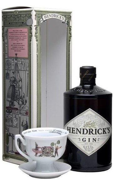 Hendricks gift set  Tea cup set  small batch Scotch gin 41.4% vol.  0.70 l