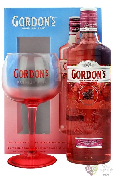 Gordons  Premium Pink  glass set flavored English gin 37.5% vol.  0.70 l