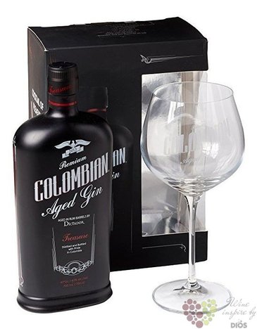 Colombian Dictador  Treasure  glass set gin aged in rum barrel 43% vol.0.70 l