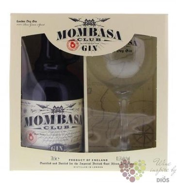Mombasa Club glass set English dry gin 42% vol.  0.70 l