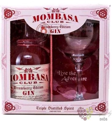 Mombasa Club  Strawberry edition  glass set English flavored gin 37.5% vol.  0.70 l