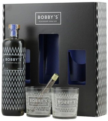 Bobbys Schiedam glass set Dutch dry gin 42% vol.  0.70 l