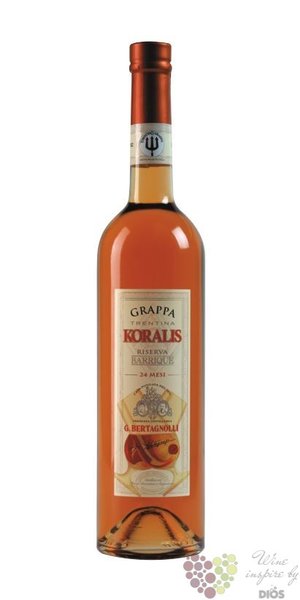 Grappa Trentina Riserva  Koralis  distilleria G.Bertagnolli 40% vol.  0.05 l