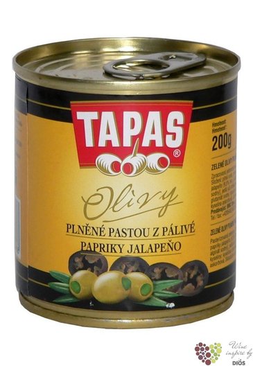 panlsk olivy  Tapas  zelen plnn paprkou Jalapeo v plechovce Loreto Food    200 g