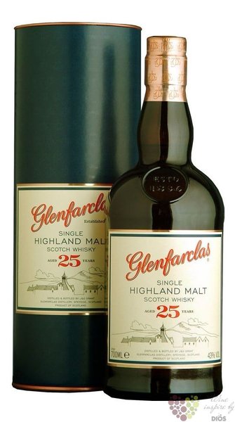 Glenfarclas 25 years old Single malt Speyside whisky 43% vol.  0.70 l