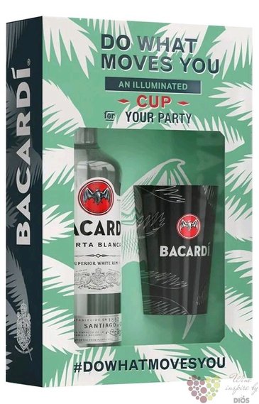 Bacardi  Carta blanca  illuminated cup set white Cuban rum 37.5% vol.  0.70 l