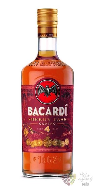 Bacardi aejo  Cuatro Sherry cask  aged 4 years Puerto Rican rum 40% vol.  1.00 l