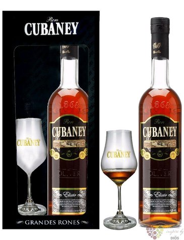 Cubaney  Elixir del Caribe  glass set aged 12 years flavored Dominican rum 34%vol.  0.70 l