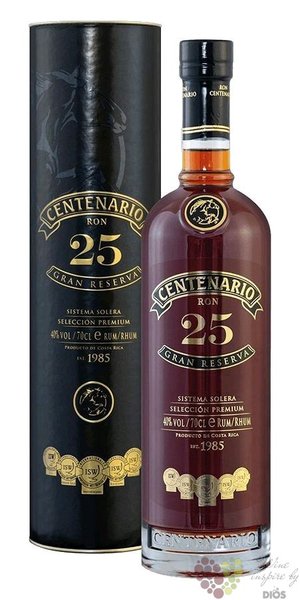 Centenario  Gran reserva  aged 25 years Costa Rican rum 40% vol.  0.70 l