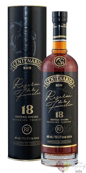 Centenario  Reserva dela Familia  aged 18 years Costa Rican rum 40% vol.  0.70 l